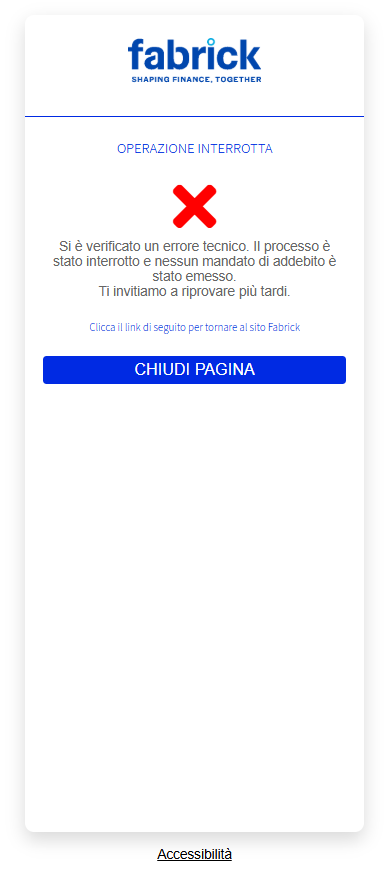 Operation interrupted page due to a technical error